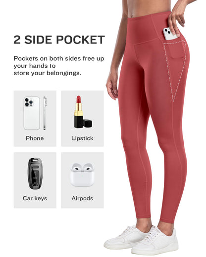 LZYVOO Leggings with Pockets for Women, 6 Packs Soft High Waisted Tummy Control Workout Yoga Pants(BlackGrayNavyBlueXRedCGreen-L)