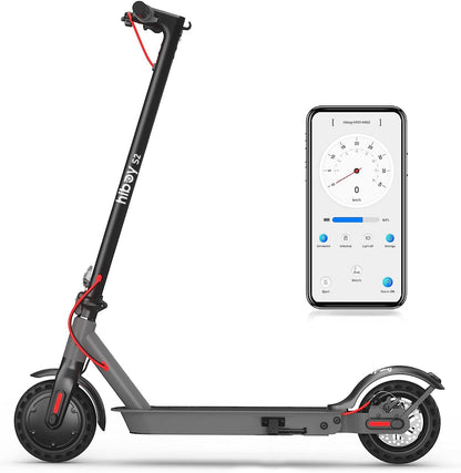 Hiboy S2 Electric Scooter with Seat - 8.5" Solid Tires - Up to 17 Miles & 19 MPH Folding Commuting Scooter for Adults with Double Braking System, Rear Suspension and App