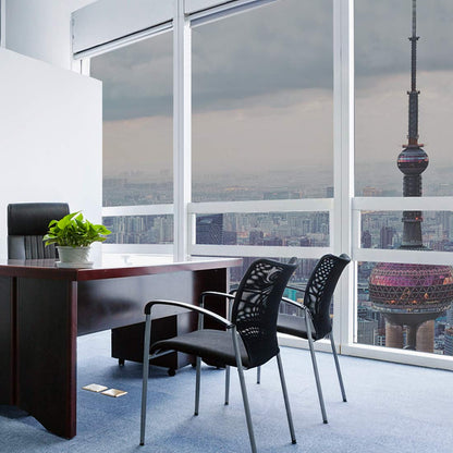 WPCTEV Window Film One Way Mirror Film Daytime Privacy Static Non-Adhesive Decorative Heat Control Anti UV Window Tint for Home and Office Silver 6 Mil 17.5 Inch x 6.5 Feet