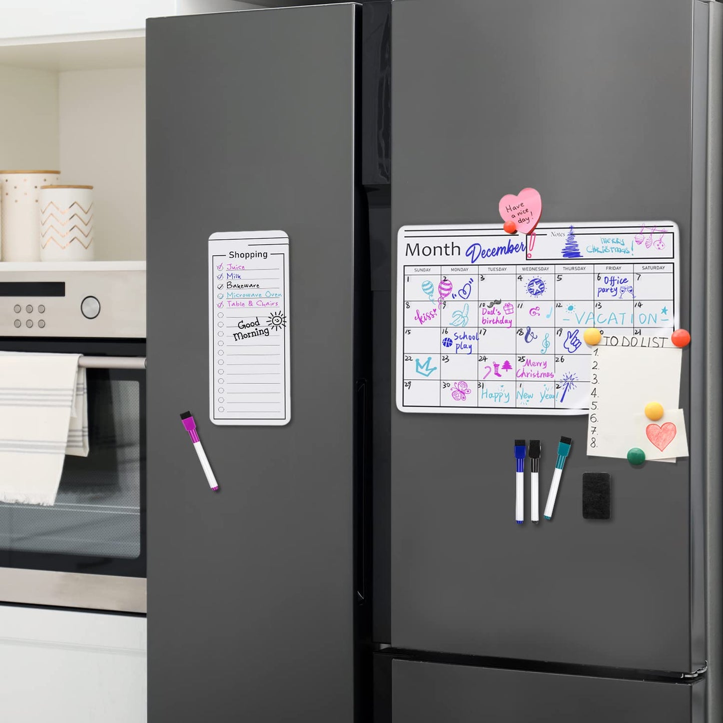 Amazon Basics Magnetic Dry Erase Whiteboard Calendar, 12" x 17", Includes 4 Markers And Eraser