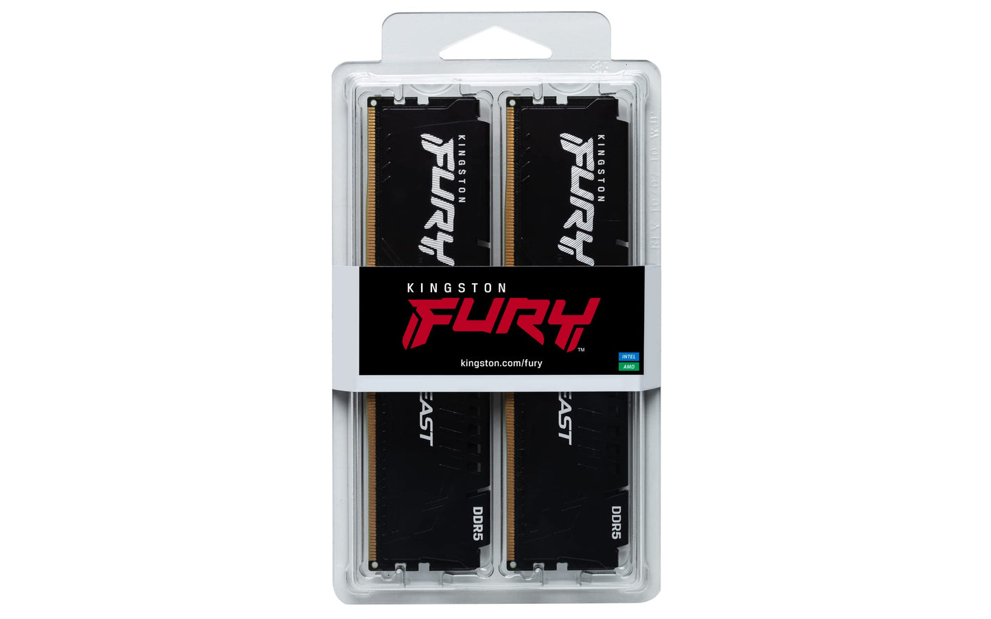 Kingston FURY Beast Black 16GB 5200MT/s DDR5 CL40 XMP 3.0 Ready Computer Memory (Kit of 2) KF552C40BBK2-16