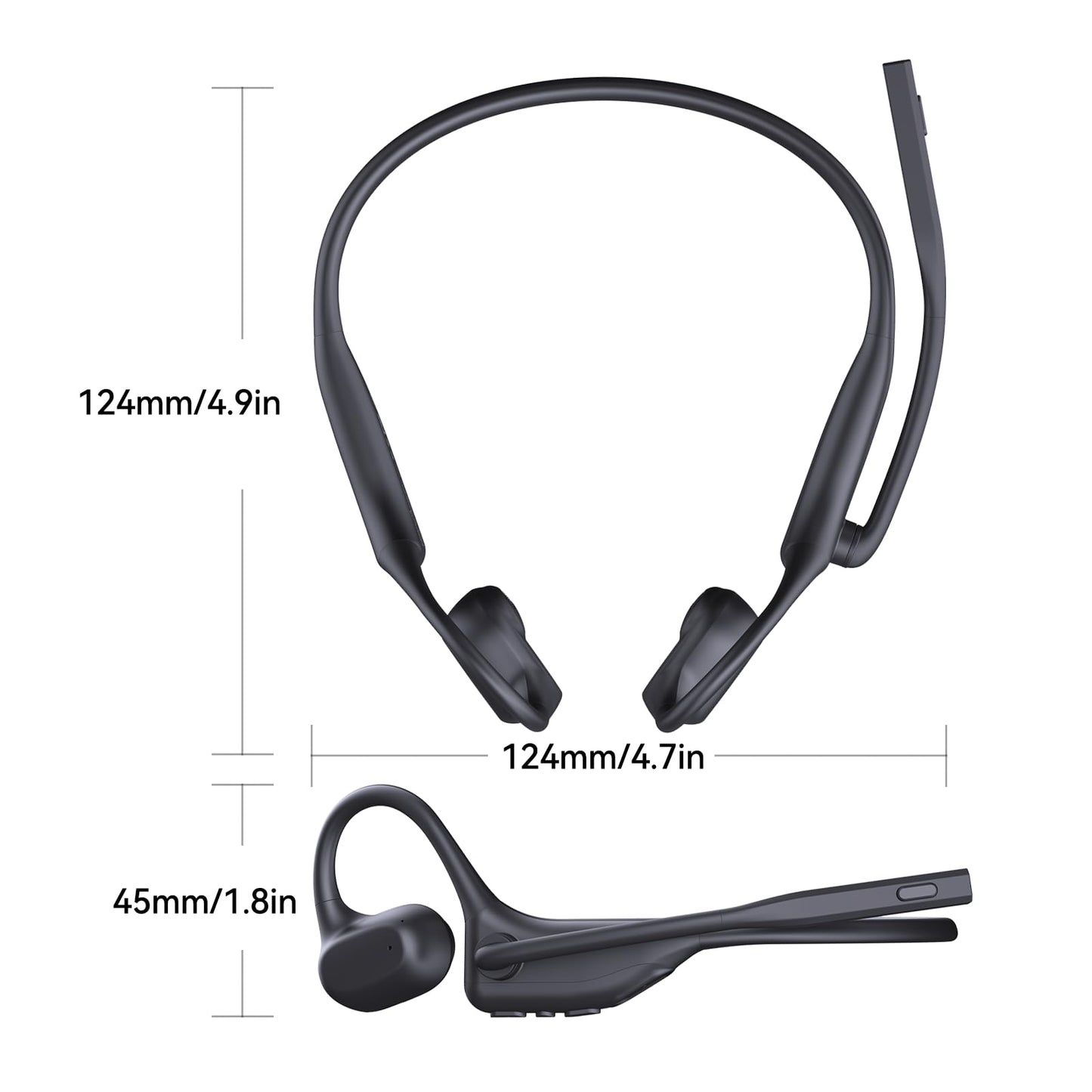 CXK Open Ear Headphones with Mic, Bluetooth Headset with AI Noise Cancellation Microphone Air Conduction Headphones Bluetooth 5.3 Wireless Headset with Mic for Work Call Meeting Driving