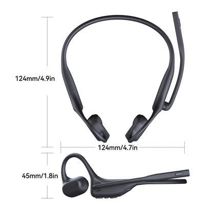 CXK Open Ear Headphones with Mic, Bluetooth Headset with AI Noise Cancellation Microphone Air Conduction Headphones Bluetooth 5.3 Wireless Headset with Mic for Work Call Meeting Driving