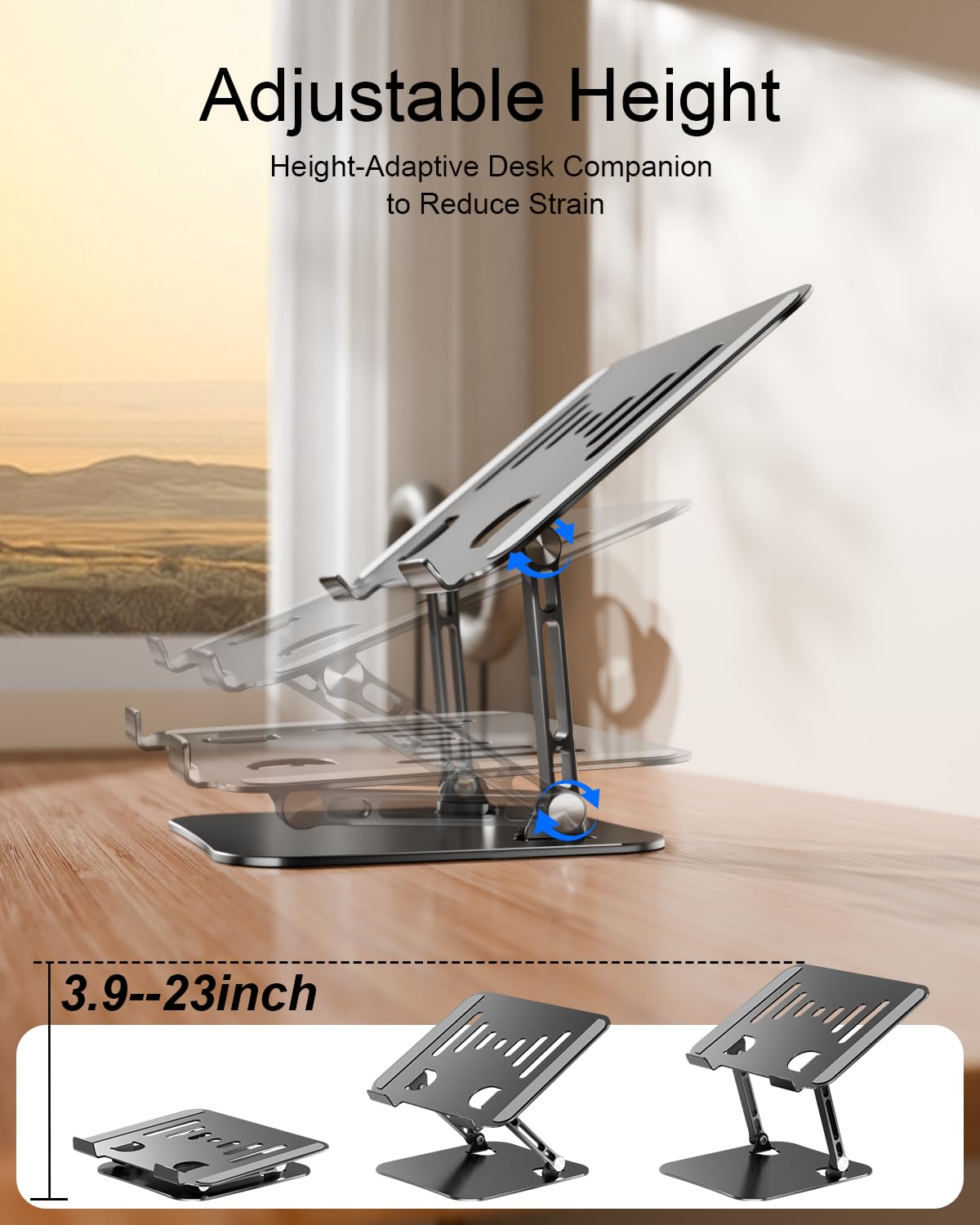 LINTYLE Laptop Stand Adjustable MacBook Stand for Desk Aluminum Notebook Holder Ergonomic Computer Riser Portable Desktop Stand Compatible with All MacBook Notebook Laptop 10-17 Inch