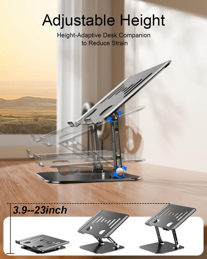 LINTYLE Laptop Stand Adjustable MacBook Stand for Desk Aluminum Notebook Holder Ergonomic Computer Riser Portable Desktop Stand Compatible with All MacBook Notebook Laptop 10-17 Inch