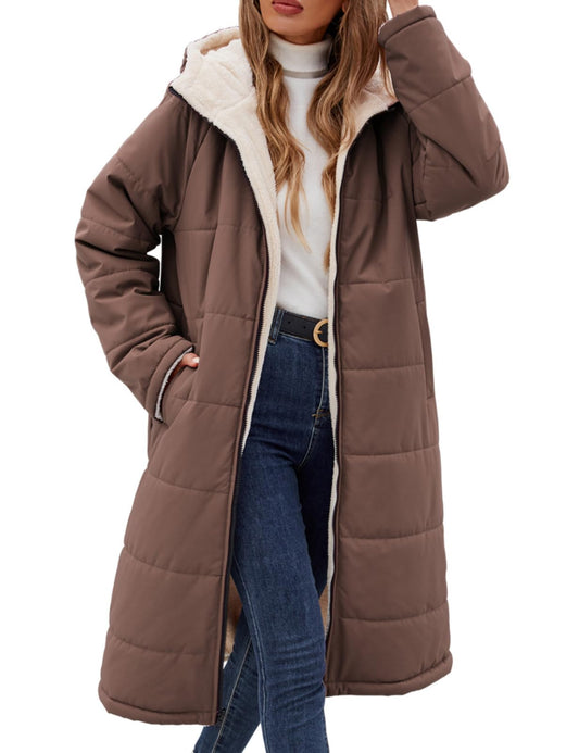 Yusongirl Womens Winter Long Coats Trendy Puffer Jacket Sherpa Fleece Lined Down Coat Long Sleeve Parka Oversized with Hood