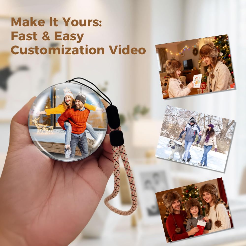 2026 New Christmas Memory Sphere Lamp, 2.7" Crystal Ball Video Player Memory Orb Lamp, Personalized Uploadable Videos & Photos Gift for Couples Friends Anniversary Birthday Christmas Gift (White)
