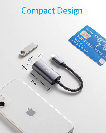 Anker USB C to Ethernet Adapter, Portable 1-Gigabit Network Hub, 10/100/1000 Mbps, for MacBook Pro, iPad Pro 2019/2018, ChromeBook, XPS, Galaxy S9/S8, and More