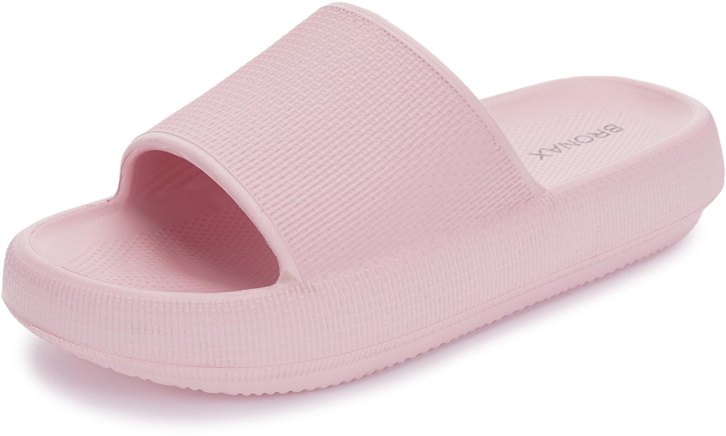 BRONAX Pillow Slippers for Women and Men | House Slides Shower Sandals | Cushioned Thick Sole 39-40 Pink
