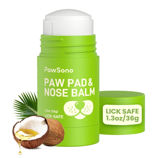 PawSono Lick-Safe Dog Paw & Nose Balm with Coconut Oil | Winter Snow, Road Salt & Cold Pavement Protector | All-Natural Moisturizer & Soother for Dry, Cracked Pads & Snout | Horse Hoof, Joint Care