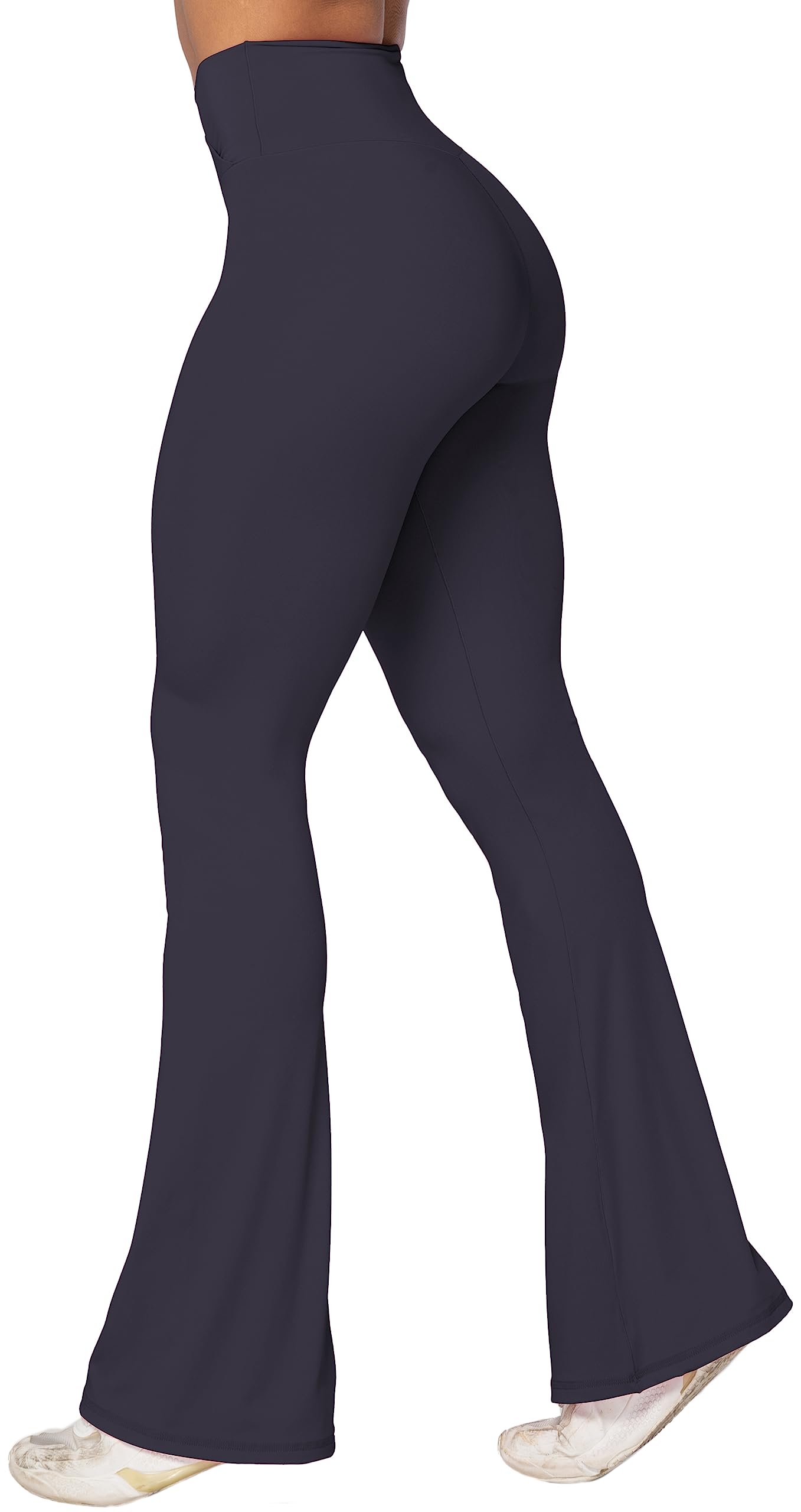 Sunzel Flare Leggings, Crossover Yoga Pants with Tummy Control, High-Waisted and Wide Leg, 30" Inseam, Graphite Small