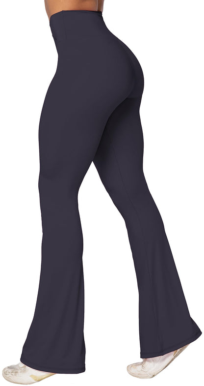 Sunzel Flare Leggings, Crossover Yoga Pants with Tummy Control, High-Waisted and Wide Leg, 30" Inseam, Graphite Small