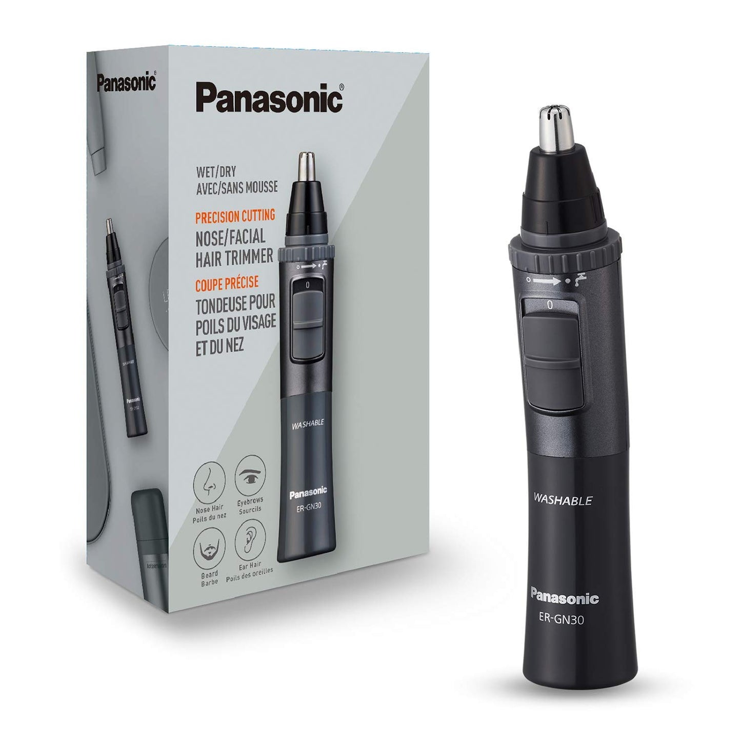 Panasonic Men’s Ear and Nose Hair Trimmer, Wet Dry Hypoallergenic Dual Edge Blade - ER-GN30-H