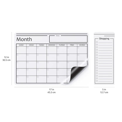 Amazon Basics Magnetic Dry Erase Whiteboard Calendar, 12" x 17", Includes 4 Markers And Eraser