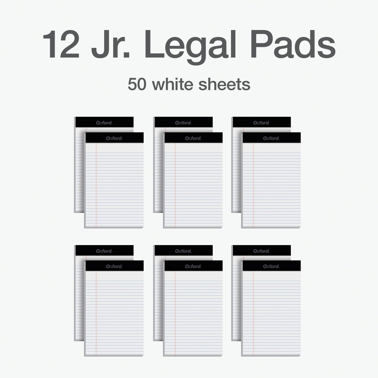 Oxford 5 x 8 Legal Pads, 12 Pack, Narrow Ruled, White Paper, 50 Sheets Per Writing Pad, Made in the USA (74019)