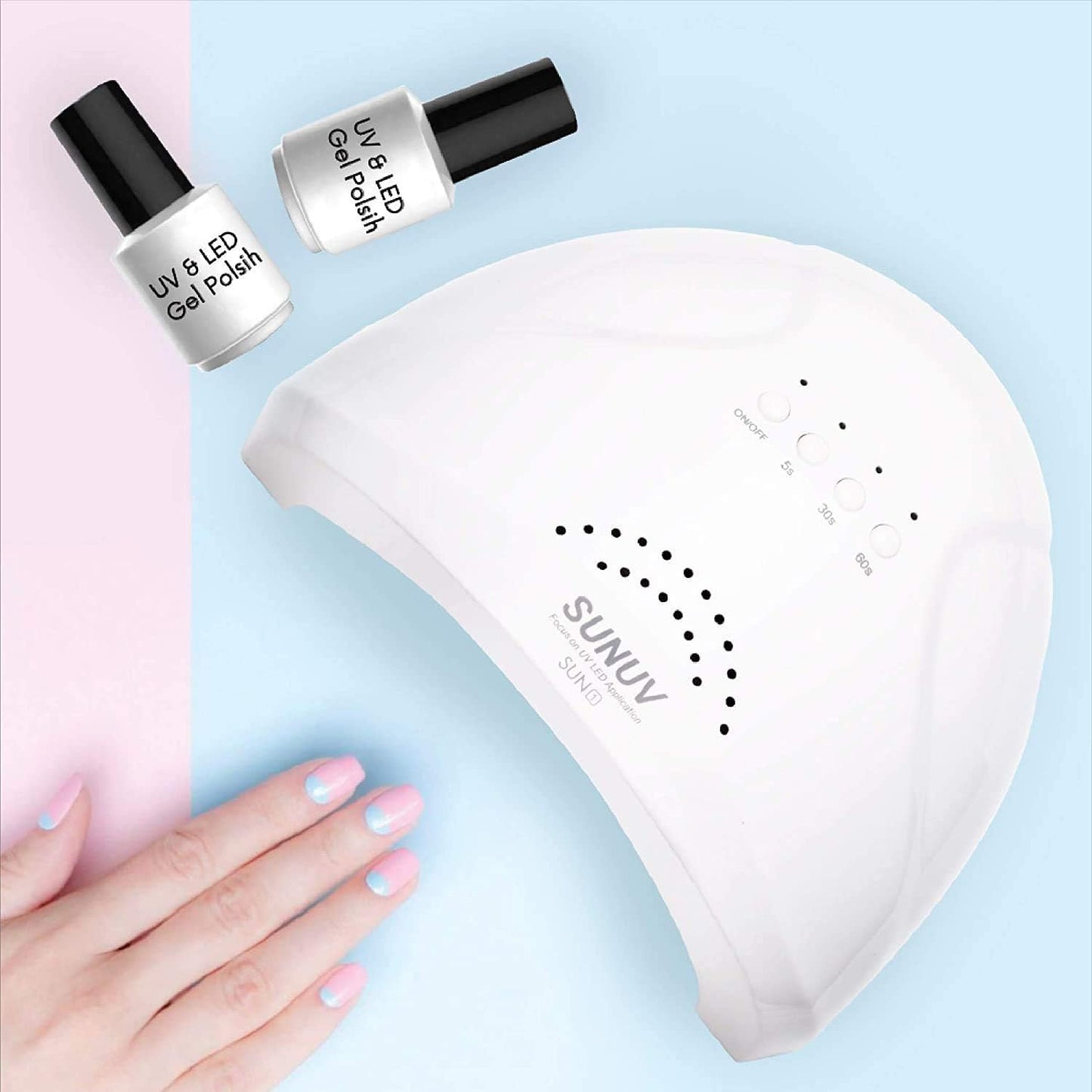 UV LED Nail Lamp, SUNUV Gel Nail Light for Nail Polish 48W UV Dryer with 3 Timers SUNone