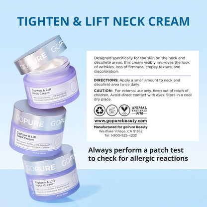 goPure Tighten & Lift Neck & Chest Moisturizer Cream for Visibly Firming, Tightening and Lifting Wrinkles & Crepey Skin, 1.7oz
