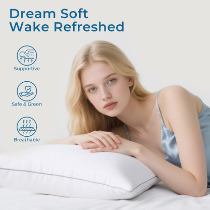 Sasttie King Size Pillows Set of 4, Bed Pillows for Side, Back, and Stomach Sleepers - Oeko-Tex Certified Supportive Down Alternative Plump Filling - Hotel Quality and Machine Washable, 4 Pack