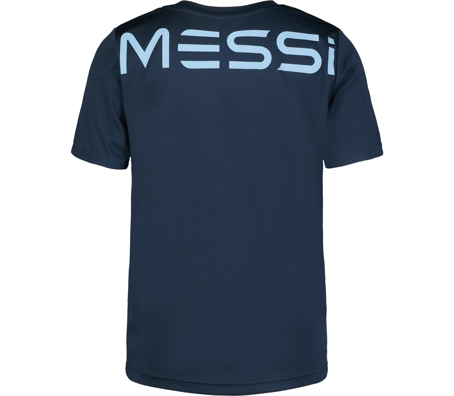 Messi Boys' Lifestyle Short Sleeve Top, Standard Shirt with Logo, Comfortable Fit, Dress Blue, 6