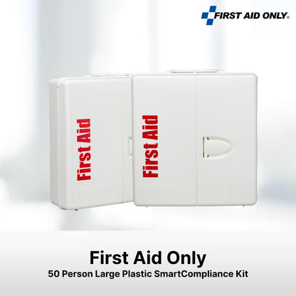 First Aid Only 1000-FAE-0103 SmartCompliance 50-Person OSHA Compliant First Aid Kit for Business, Large Plastic First Aid Cabinet with Medications, 245 Pieces