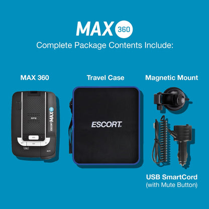 Escort MAX 360 Laser Radar Detector - GPS, Directional Alerts, Dual Antenna Front and Rear, Bluetooth Connectivity, Voice Alerts, OLED Display, Apple CarPlay and Android Auto Compatible