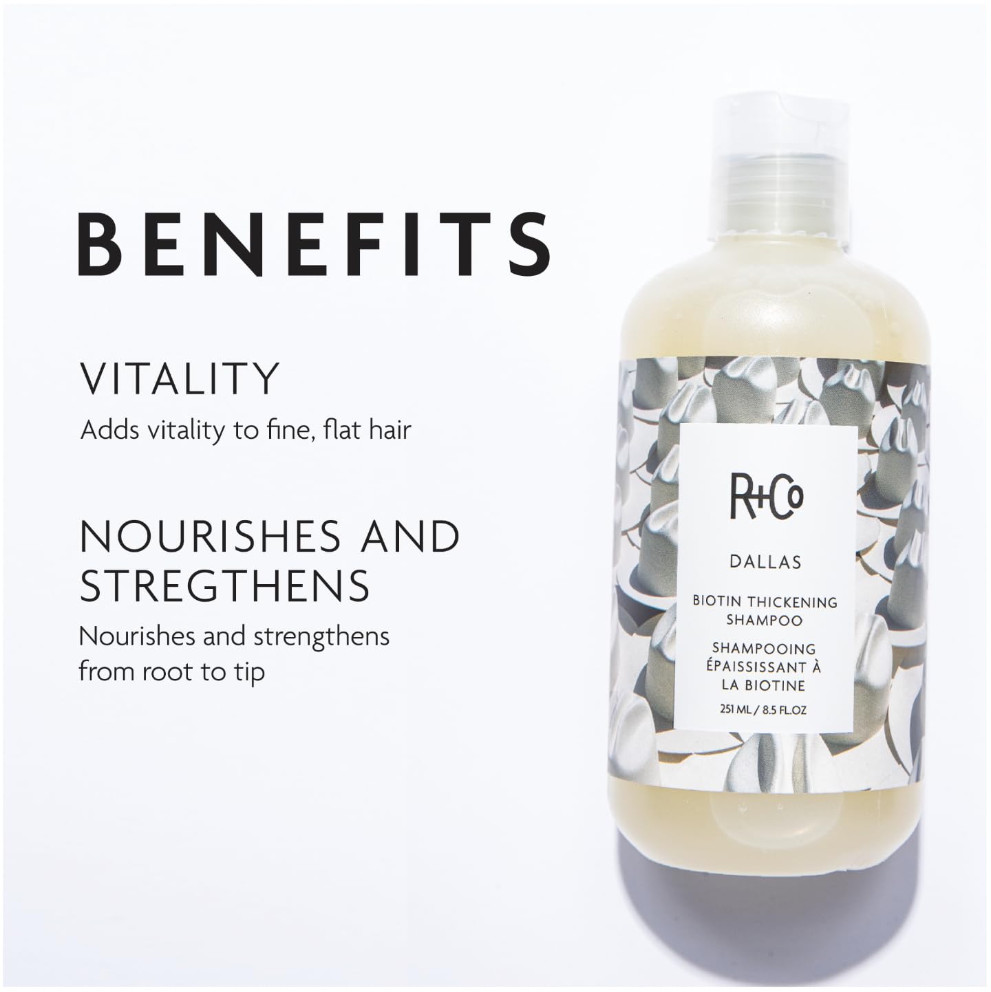 R+Co Dallas Biotin Thickening Shampoo | Thickens, Nourishes + Strengthens | Vegan + Cruelty-Free | 8.5 Oz