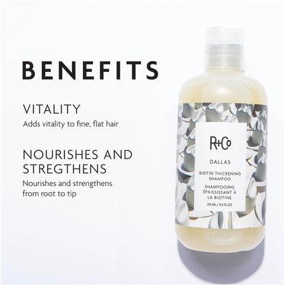 R+Co Dallas Biotin Thickening Shampoo | Thickens, Nourishes + Strengthens | Vegan + Cruelty-Free | 8.5 Oz