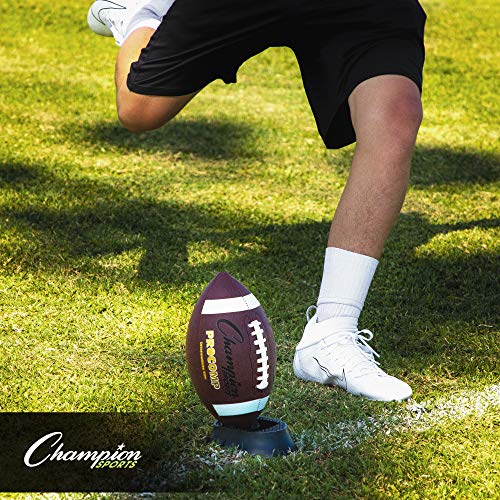 Champion Sports Adjustable 4-in-1 Football Kicking Tee Set for Kickoff Practice - Configurable Ball Holder. Kicking Block, Stand for Low and High Kicks - for Adults, Kids, Coaches