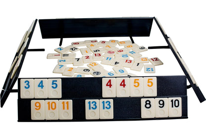 Rummy Cube Game Original, 106 Rummy Tiles Game Set, with 4 Racks/Trays& 160 Rummy Tiles,with One Zipper Box, Travel & Family Board Game for Adults and Kids