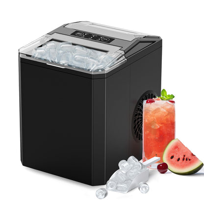 SMUG Countertop Ice Maker,9 Cubes in 6 Mins,26lbs in 24Hrs,2 Sizes of Bullet Ice,Auto-Cleaning,Portable Ice Machine with Handle,Basket and Scoop for Home Kitchen,Party and Camping(Elegant Black)
