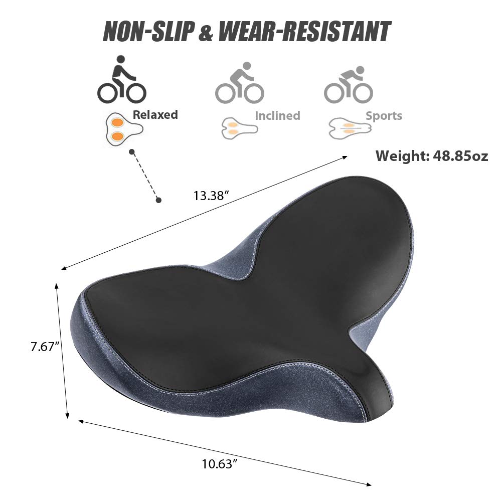 YLG Oversized Comfort Bike Seat - Memory Foam Replacement Saddle, Waterproof Universal Fit for Women and Men