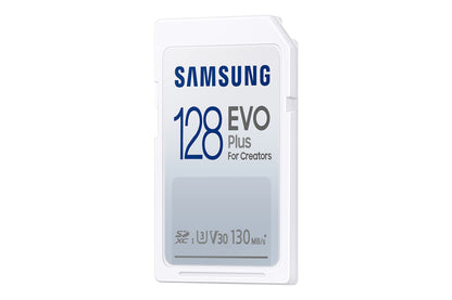 SAMSUNG EVO Plus Full Size 128 GB SDXC Card 130MB/s Full HD & 4K UHD, UHS-I, U3, V30 (MB-SC128K/AM)