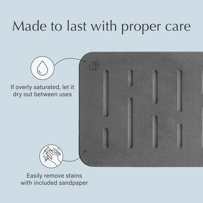 Dorai Home Bath Stone – Luxury Stone Bath Mat – Instantly Removes Water – Non-Slip Surface – Modern and Stylish Design – Rubberized Bottom Pad – Rain Slate