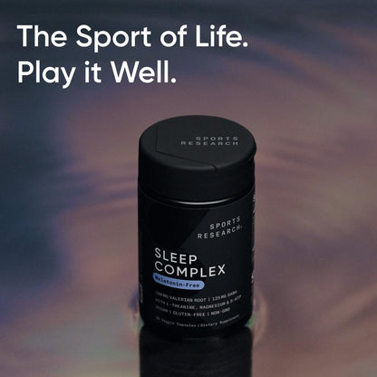 Sports Research® Sleep Complex- Melatonin-Free Vegan Capsules - with Valerian Root, GABA, L-Theanine, Magnesium & 5-HTP - 30 Servings