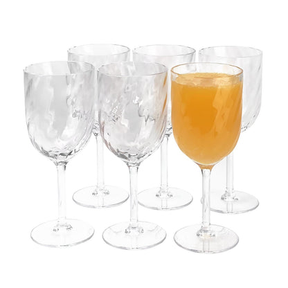 Yalin Set of 6 Unbreakable 12 oz Acrylic Plastic Wine and Water Tumbler Stackable Goblets. (Clear, 15 oz)