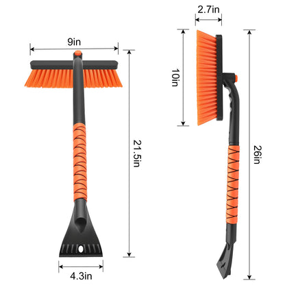 nacena Snow Brush and Ice Scrapers for Car Windshield, Detachable Snow Remover for Cars EVA Foam Grip and Rotatable Brush Head Snow Scraper for Car Trucks SUV, Winter Cars Accessories (Orange)
