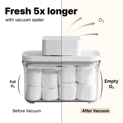 VAKUEN Premium Airtight Food Storage Containers & Vacuum Sealer Machine Starter Set, 4-piece Container with Sealer, 100% Leak Proof,Keep food fresh up to 5 times longer than non-vacuum strorage.