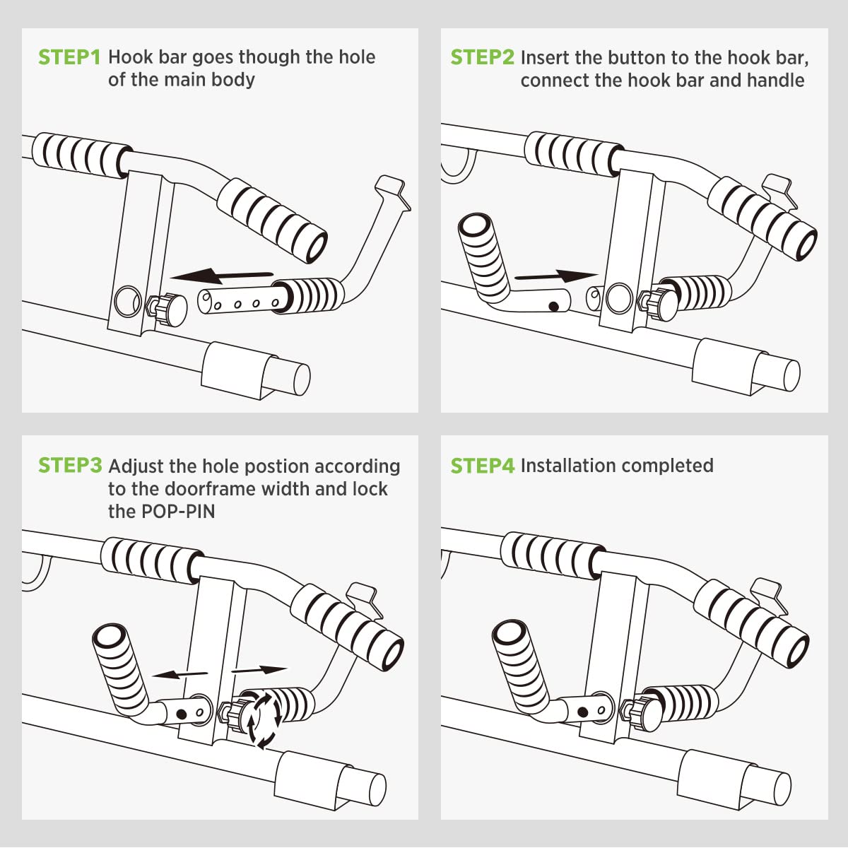 KAKICLAY 2025 Upgrade Multi-Grip Pull Up Bar with Smart Larger Hooks Technology - USA Original Patent, Designed, Shipped, Warranty