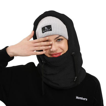 Shy Velvet Balaclava Wind-Resistant Ski Mask Winter Face Mask,Fleece Cold Weather Ski Mask for Women and Men Sherpa Hood Black
