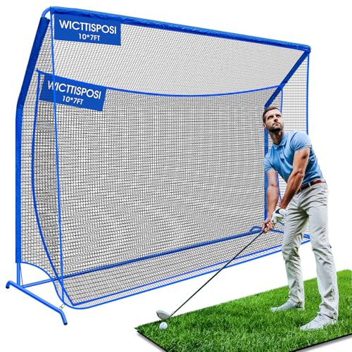 10x7ft Golf Net w/Extra Striking Net, Heavy Duty Golf Hitting Practice Net