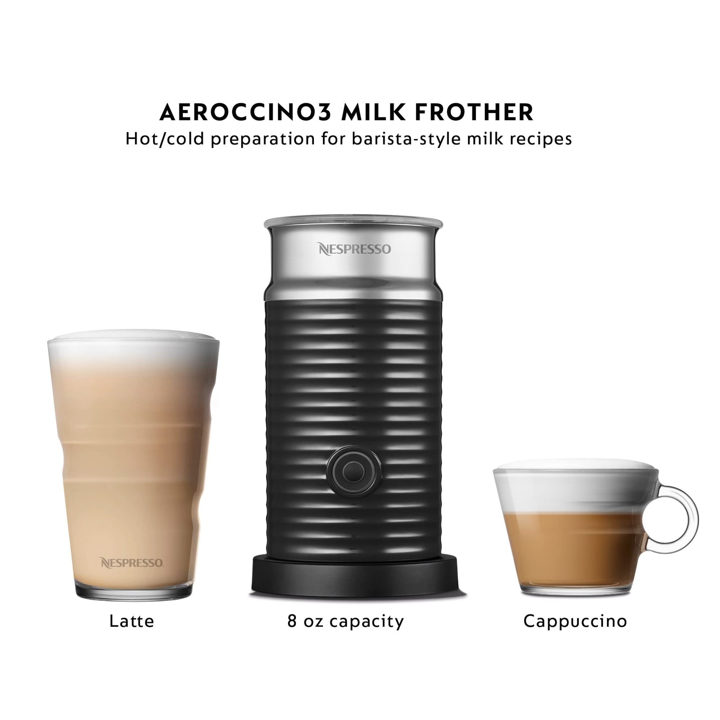 Nespresso Vertuo Pop+ Coffee and Espresso Machine by De'Longhi with Aeroccino Milk Frother, Liquorice Black