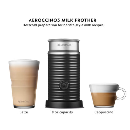 Nespresso Vertuo Pop+ Coffee and Espresso Machine by De'Longhi with Aeroccino Milk Frother, Liquorice Black