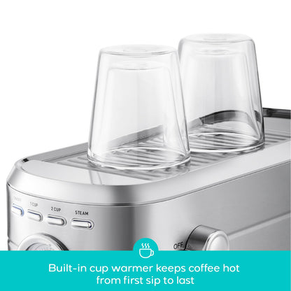 CASABREWS CM5418 Espresso Machine 20 Bar, Compact Espresso Maker with Steam Milk Frother, Stainless Steel Coffee Machine with 34oz Removable Water Tank for Cappuccino, Gift for Women or Men, Silver