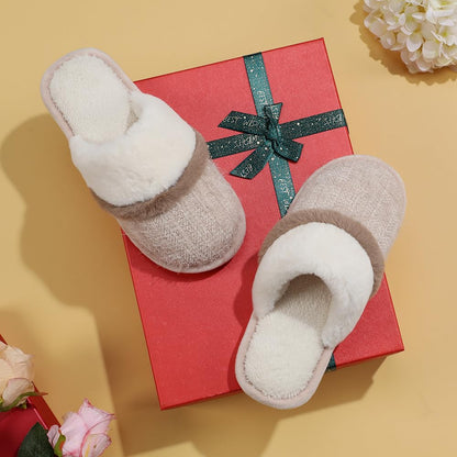Cozy Slippers for Women Indoor and Outdoor Fuzzy House Shoes with Memory Foam Anti-Skid Sole Gifts for Women Mom Ladies her