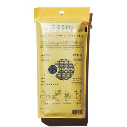 GOSHI Exfoliating Shower Towel - Rip-Resistant Exfoliating Washcloth for All Skin Types - Made in Japan