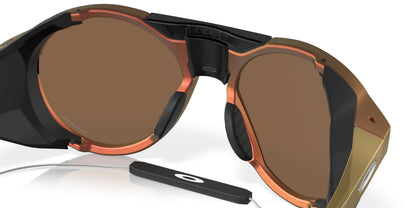 Oakley Men's Oo9440 Clifden Round Sunglasses, Matte Red Gold Colorshift/Prizm Bronze, 54 mm