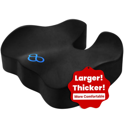 BlissTrends Seat Cushion,Thick Memory Foam Cushions for Office Chair, Car Seat, Airplane, Relieving Pressure Tailbone Sciatica Back Pain for Long Sitting Office Workers, Car Drivers 4.7in Thick Black