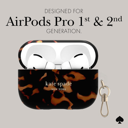 kate spade new york AirPods Pro Protective Case with Keychain Ring - Tortoiseshell, Compatible with AirPods Pro 2nd / 1st Generation