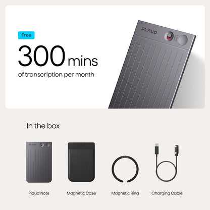Plaud Note AI Voice Recorder, Voice Recorder w/Case, App Control, Transcribe & Summarize with AI Technology, Support 112 Languages, 64GB Memory, Lectures, Meetings, Calls, Black, Non-Pro Version
