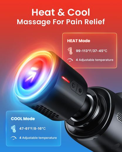 RENPHO Thermacool Massage Gun Deep Tissue with Heat and Cold Head, Mothers Day Gifts, FSA HSA Eligible, Handheld Muscle Massager with Carry Case, Body Masajeador for Men Women Athletes, Active